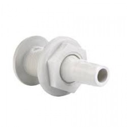 Thru-Hull w/Fl.Flange, 1'' f/Hose Ø25mm, L81mm, White