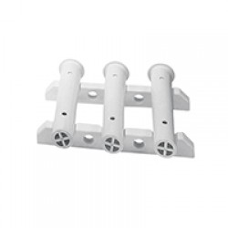 Rod Storage Rack for 3 Fishing Rods, Bulkhead, mount, White