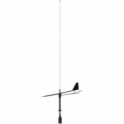 Supergain Black Swan - 860Mm Universal Vhf Antenna - S/S Whip With Wind Indicator - 3Db 20M Cable With Bracket