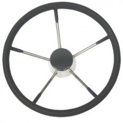 Steering wheel, stainless steel with black foam, Diameter: 390mm