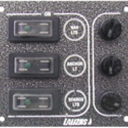 Switch Panel 'SP3 Offshore', 3 waterproof switches, w/Led/3auto fuses, 120x110mmx1, 5mm